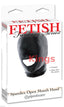 Masca Fetish Fantasy-Spandex Open Mouth Hood Black