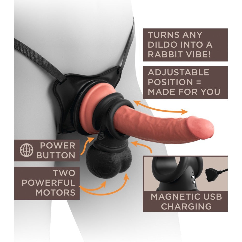King Cock Elite Ultimate Vibrating  Silicone Body Dock Kit