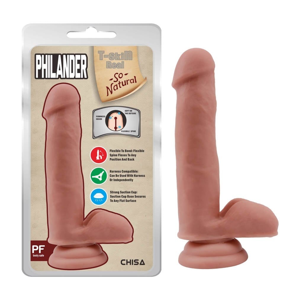 Dildo Realist Bendable Philander TPE Natural 18 cm Imagine principală a produsului