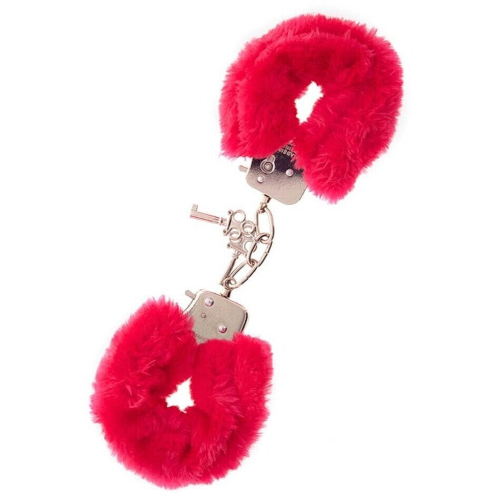 Metal Handcuff With Plush Red Imagine secundară a produsului