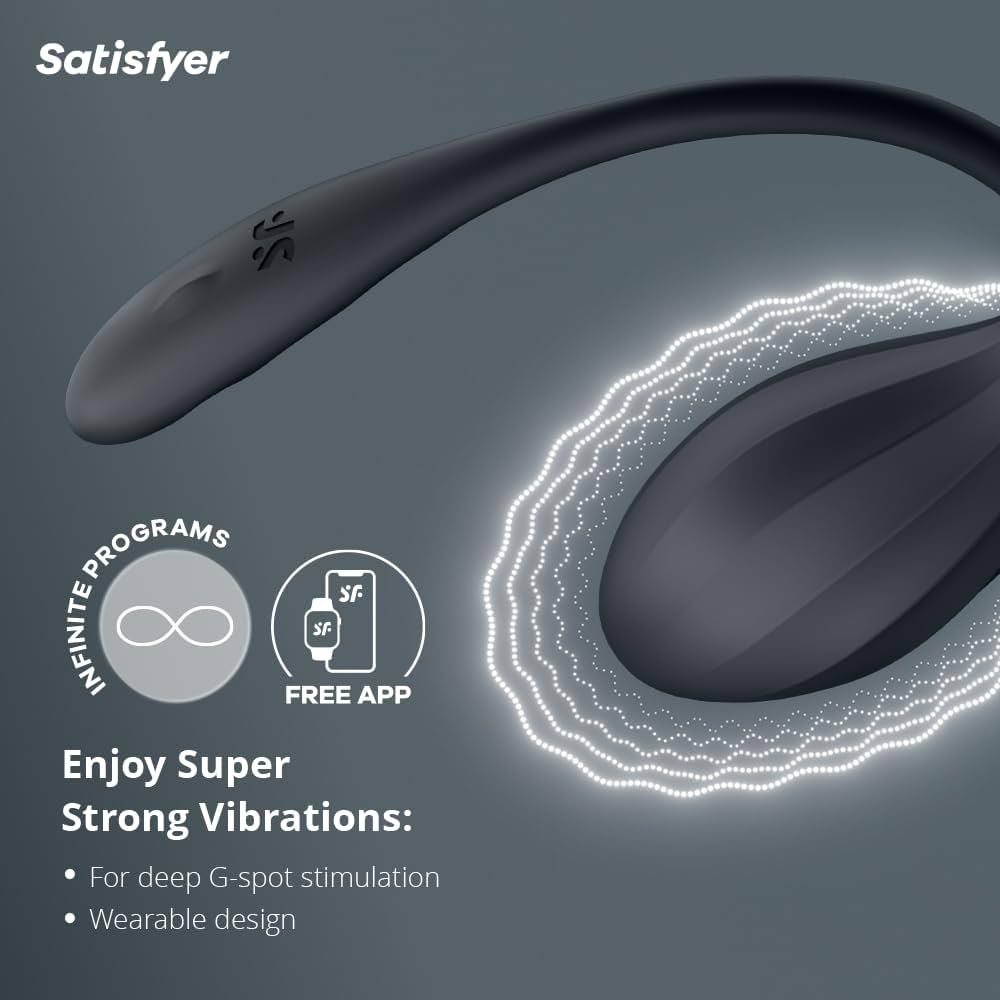 Ou Vibrator Ribbed Petal Satisfyer Free App Negru Imagine secundară a produsului