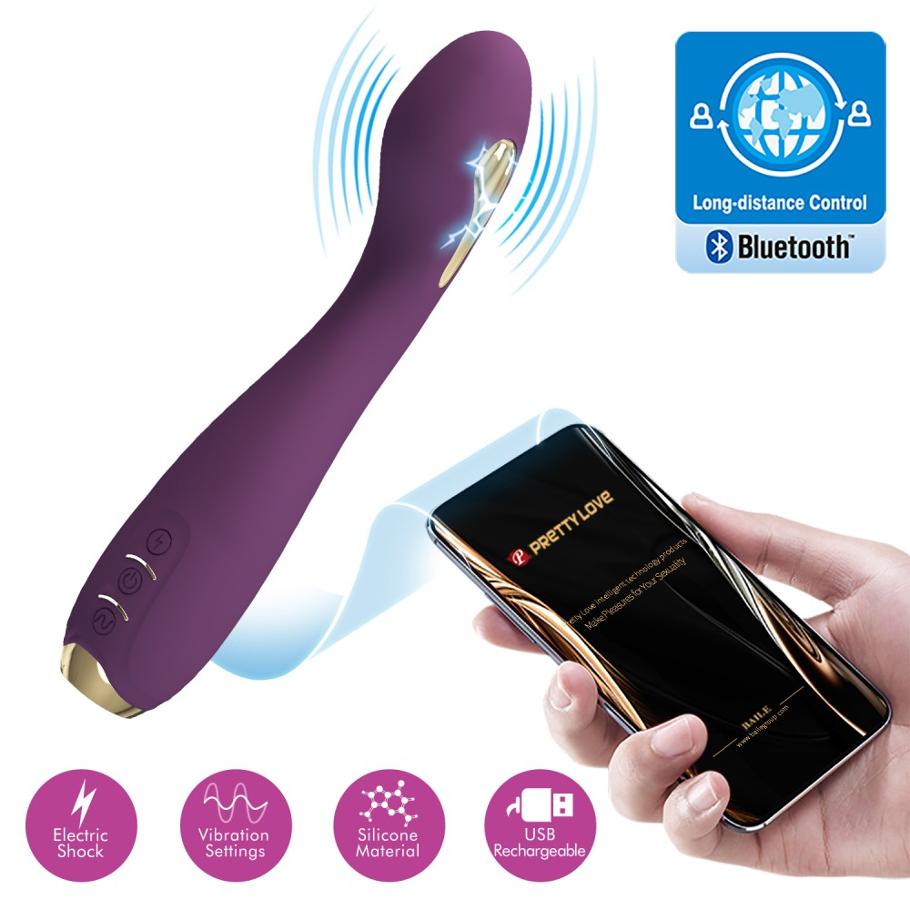 Vibrator Hector Electric Shock, Bluetooth Control Free App, Violet