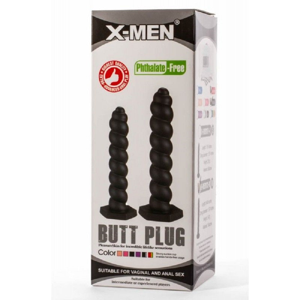 X-Men 9.45" Butt Plug Silicone Black M Imagine principală a produsului