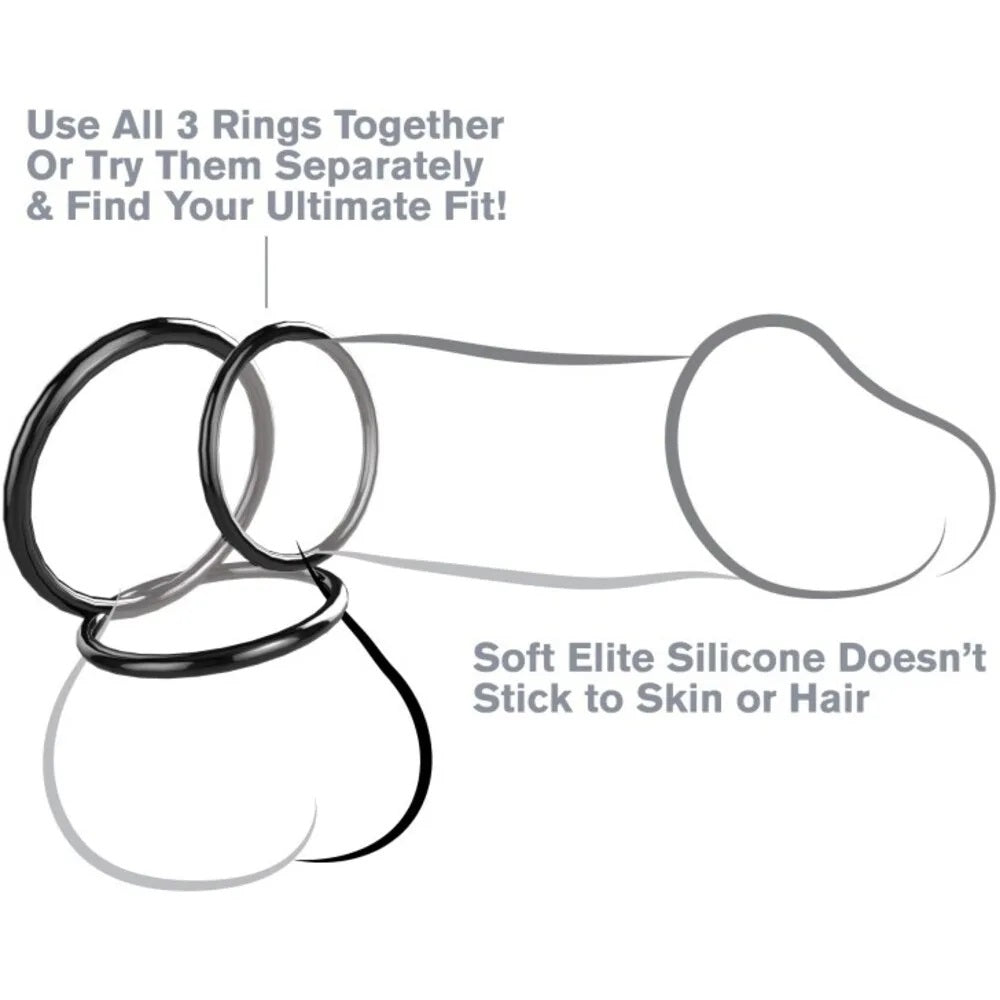 Silicone 3-Ring Stamina Set Black