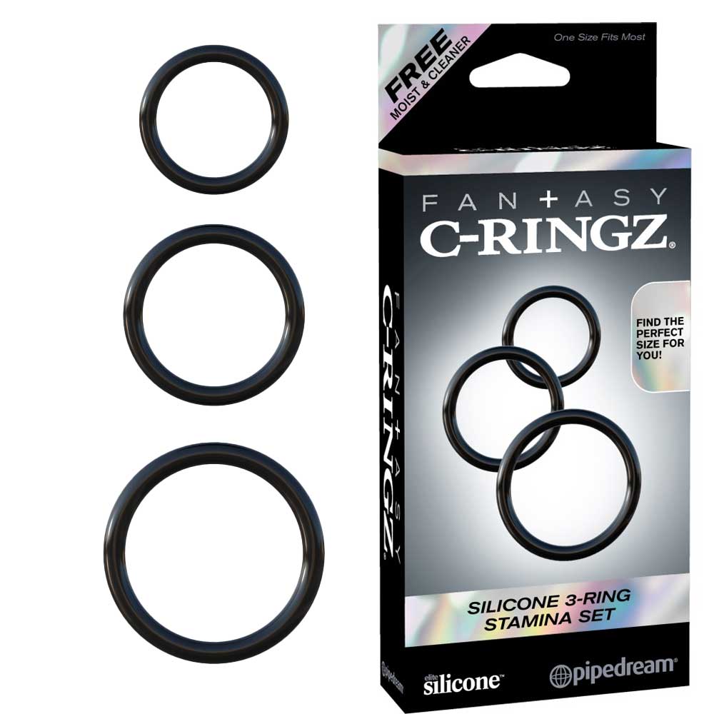 Silicone 3-Ring Stamina Set Black