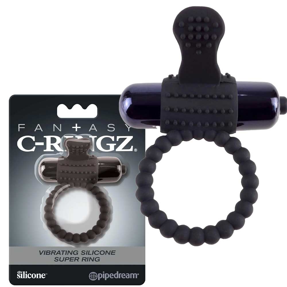Vibrating Silicone Super Ring  Black Imagine principală a produsului