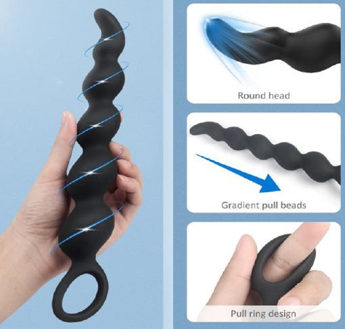 Bile Anale Revis 27 cm Silicon Negru Imagine principală a produsului