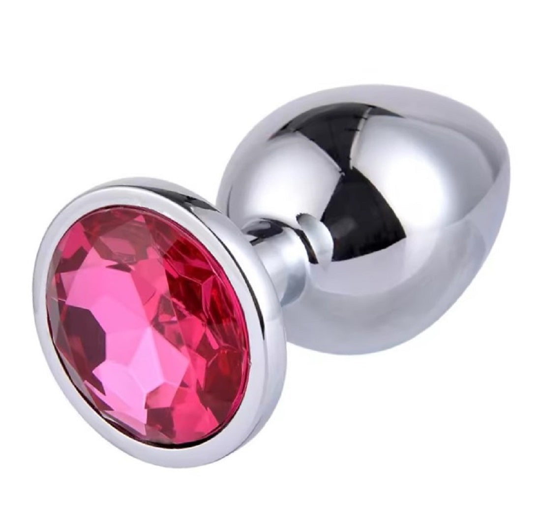 Dop Anal Metallic Buttplug Small Argintiu/Fuchsia Imagine principală a produsului