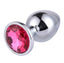 Dop Anal Metallic Buttplug Small Argintiu/Fuchsia
