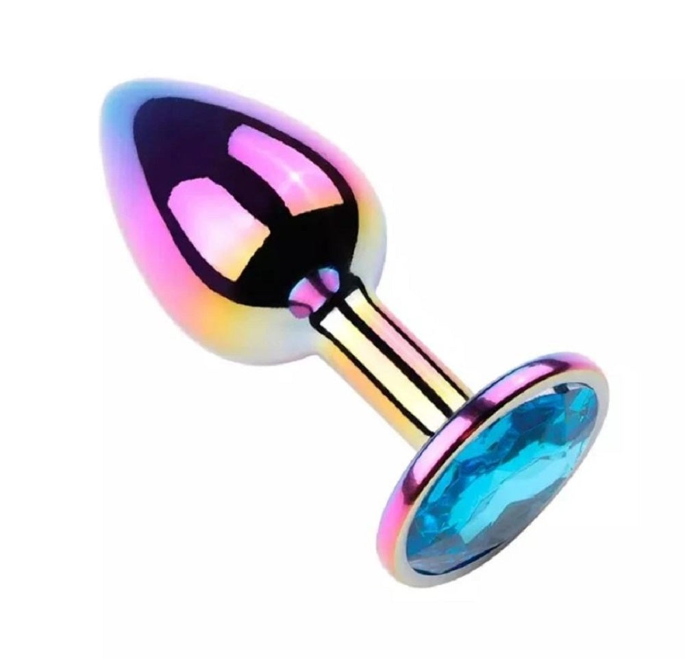 Dop Anal Metalic, Medium, Multicolor, Piatra Albastru Deschis Imagine principală a produsului