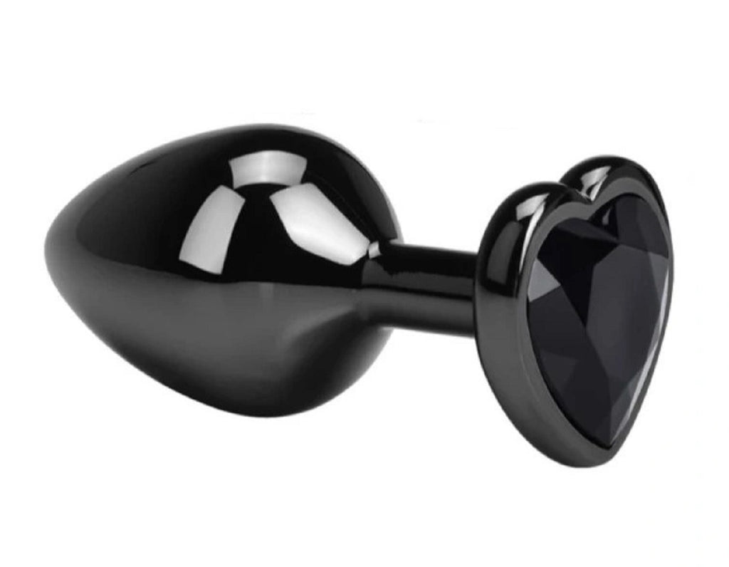 Dop Anal Dark Anal Plug Medium, Heart Shape, Negru