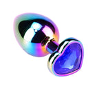 Dop Anal Rainbow Buttplug Small, Heart Shape, Piatra Albastru Inchis