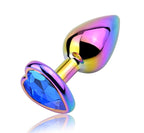 Dop Anal Rainbow Buttplug Small, Heart Shape, Piatra Albastru Inchis