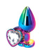 Dop Anal Rainbow Buttplug Medium, Heart Shape, Piatra Transparenta