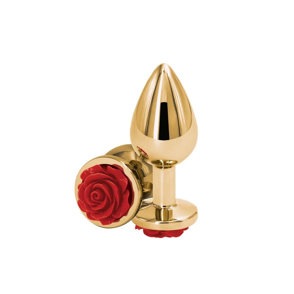 Dop Anal Medium Metalic Rear Assets Rose Shape Auriu/Rosu Imagine principală a produsului