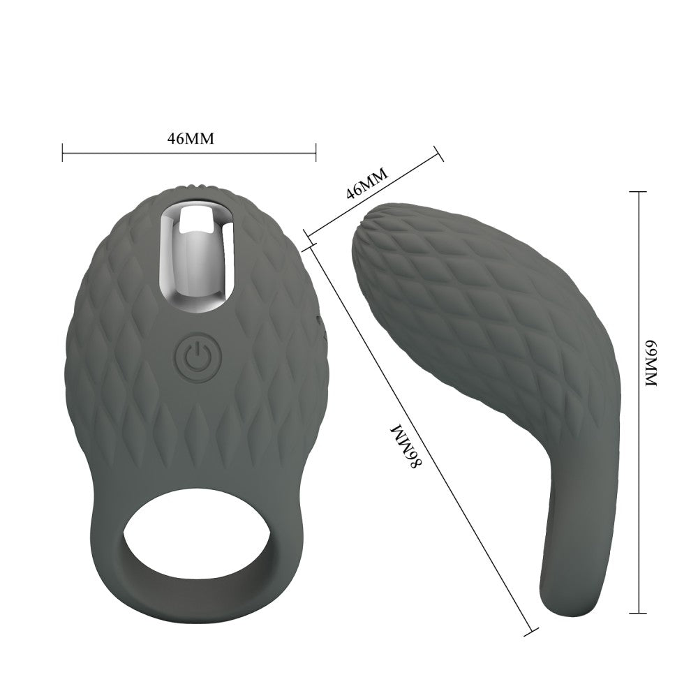 Inel de Penis Master Heloise, 7 Moduri Vibratii, Silicon, USB, Negru