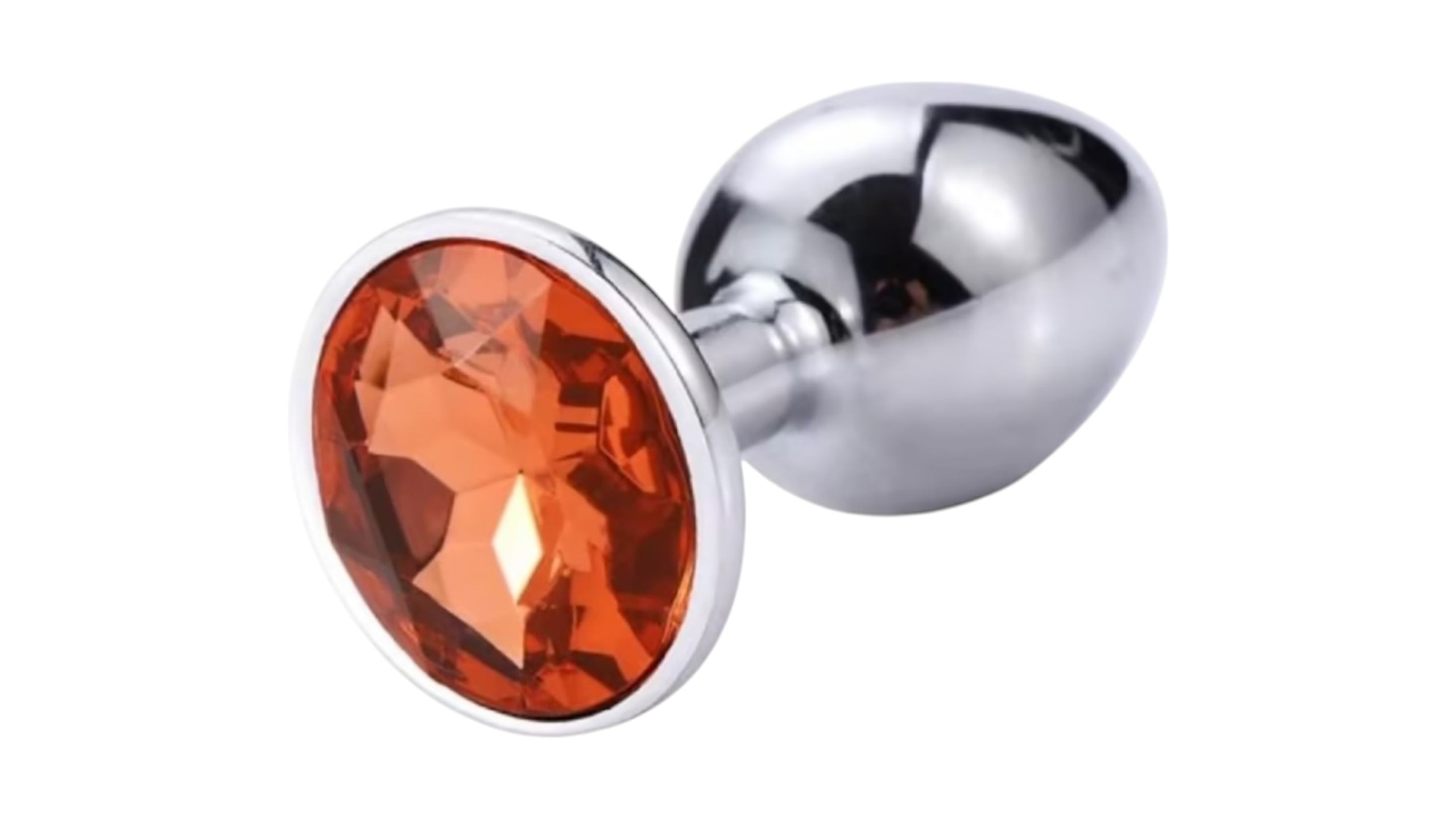 Dop Anal Metallic Buttplug, Small, Argintiu/Portocaliu