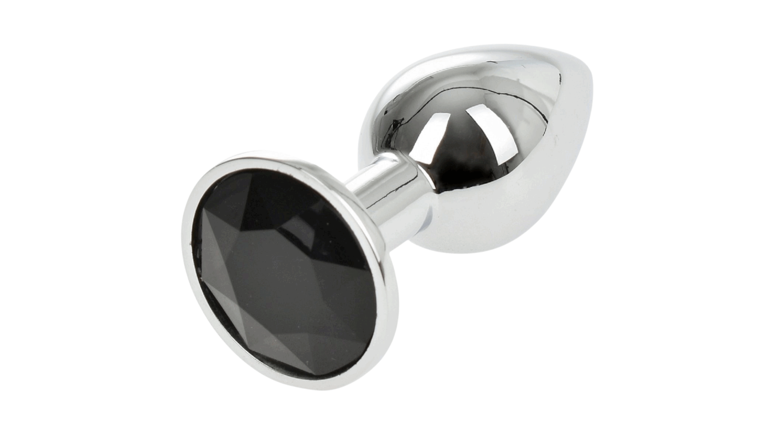 Dop Anal Metallic Buttplug Medium Argintiu/Negru Imagine principală a produsului