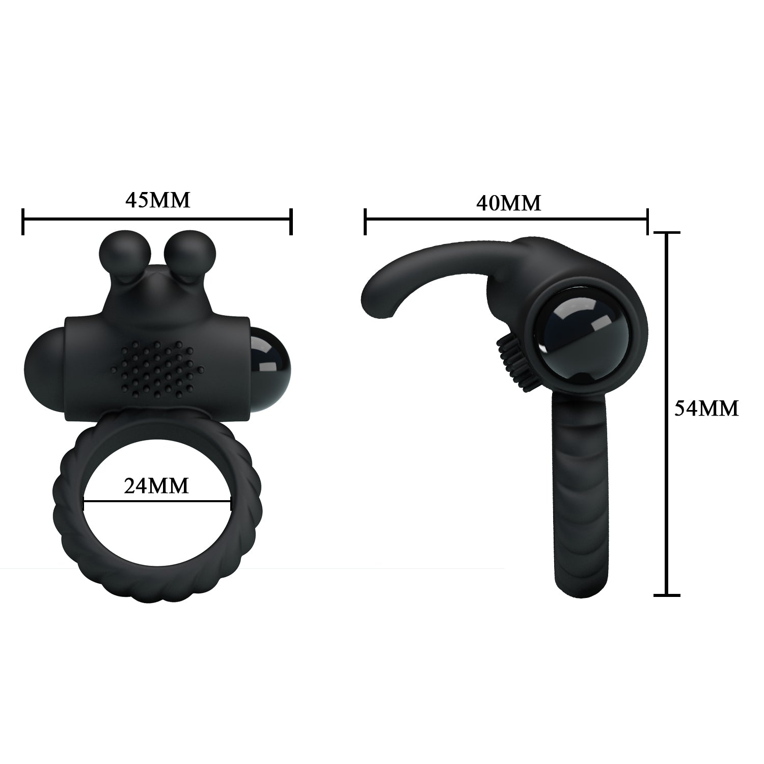 Inel Vibrator de Penis Eudora, Silicon, Negru Imagine secundară a produsului