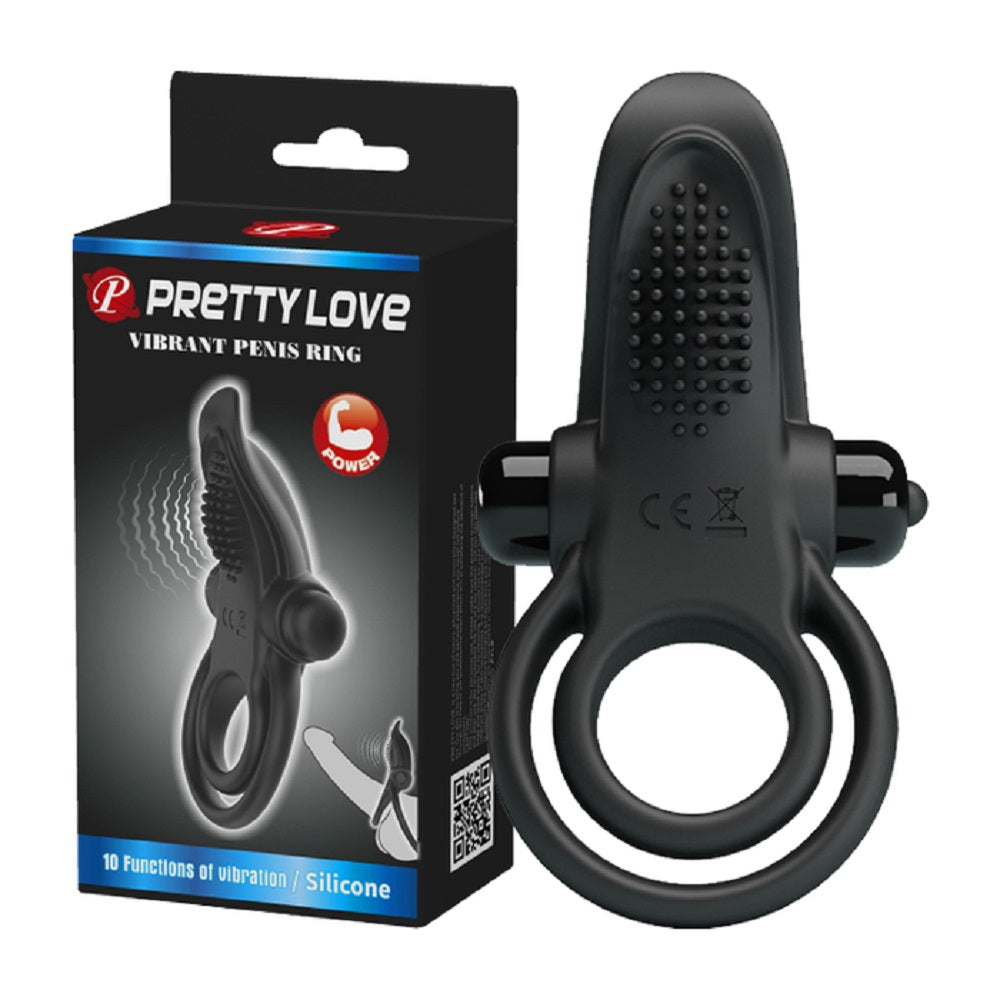 Pretty Love Vibrant Penis Ring Black Imagine principală a produsului