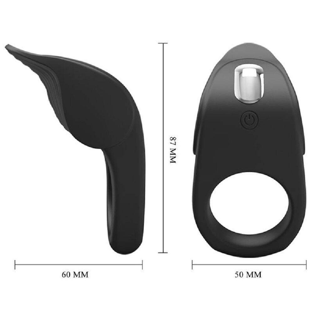 Inel de Penis Susanna, 10 Moduri Vibratii, Silicon, USB, Negru