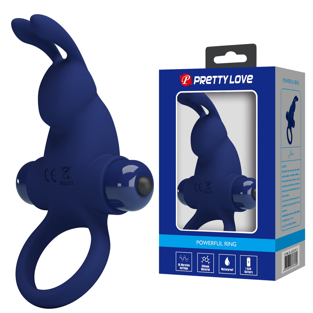 Inel de Penis Jiro, 10 Moduri Vibratii, Silicon, Albastru