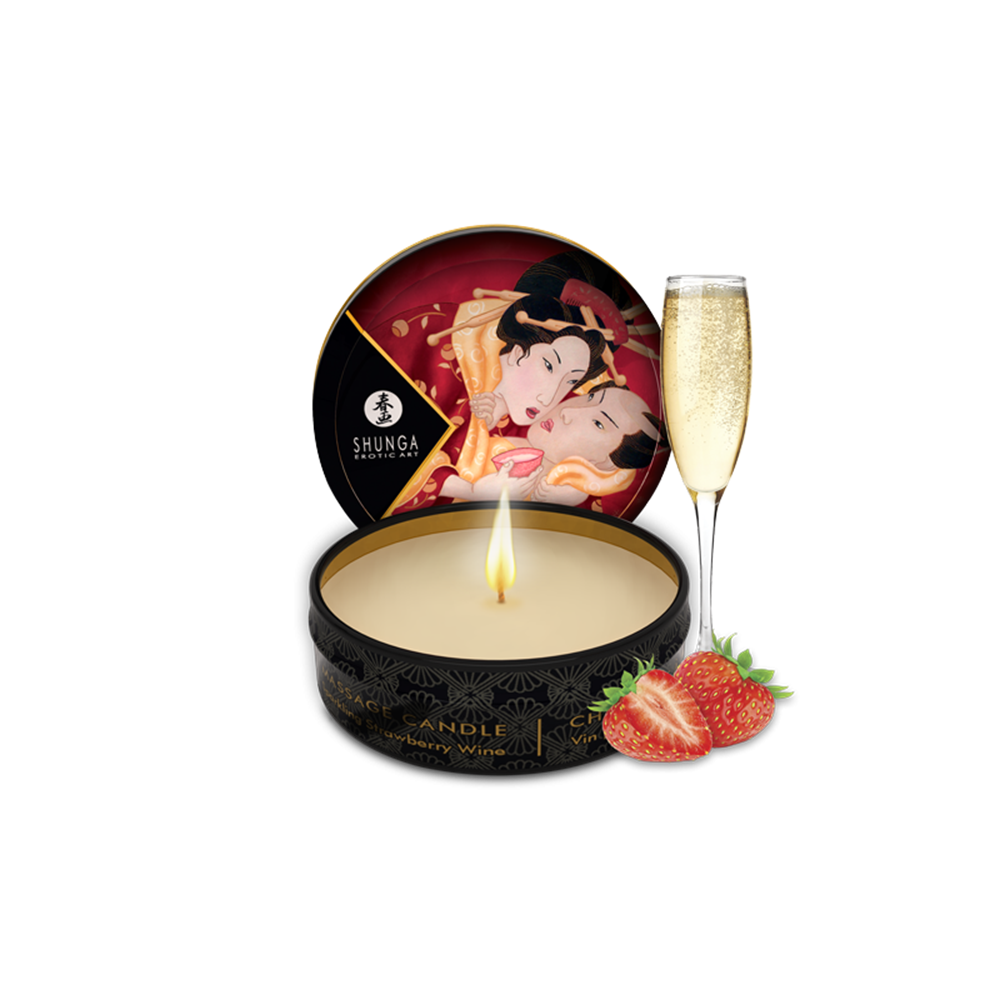 Mini Massage Candle 30ml Strawberry Sparkling Wine Imagine principală a produsului