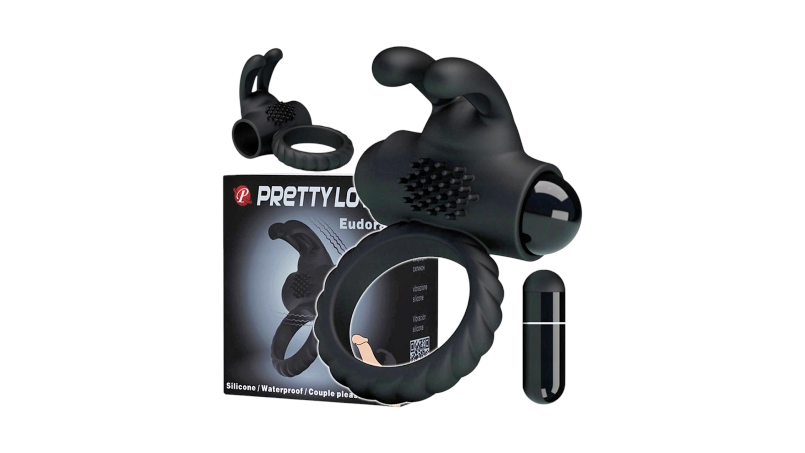 Inel Vibrator de Penis Eudora, Silicon, Negru