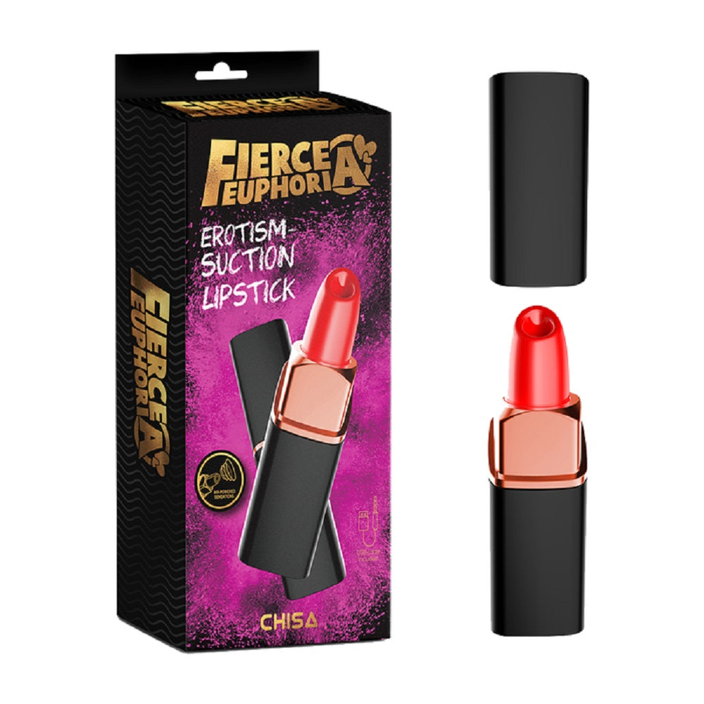 Stimulator Lipstick, 4 Moduri Suctiune, Silicon, USB, Rosu, 13 cm