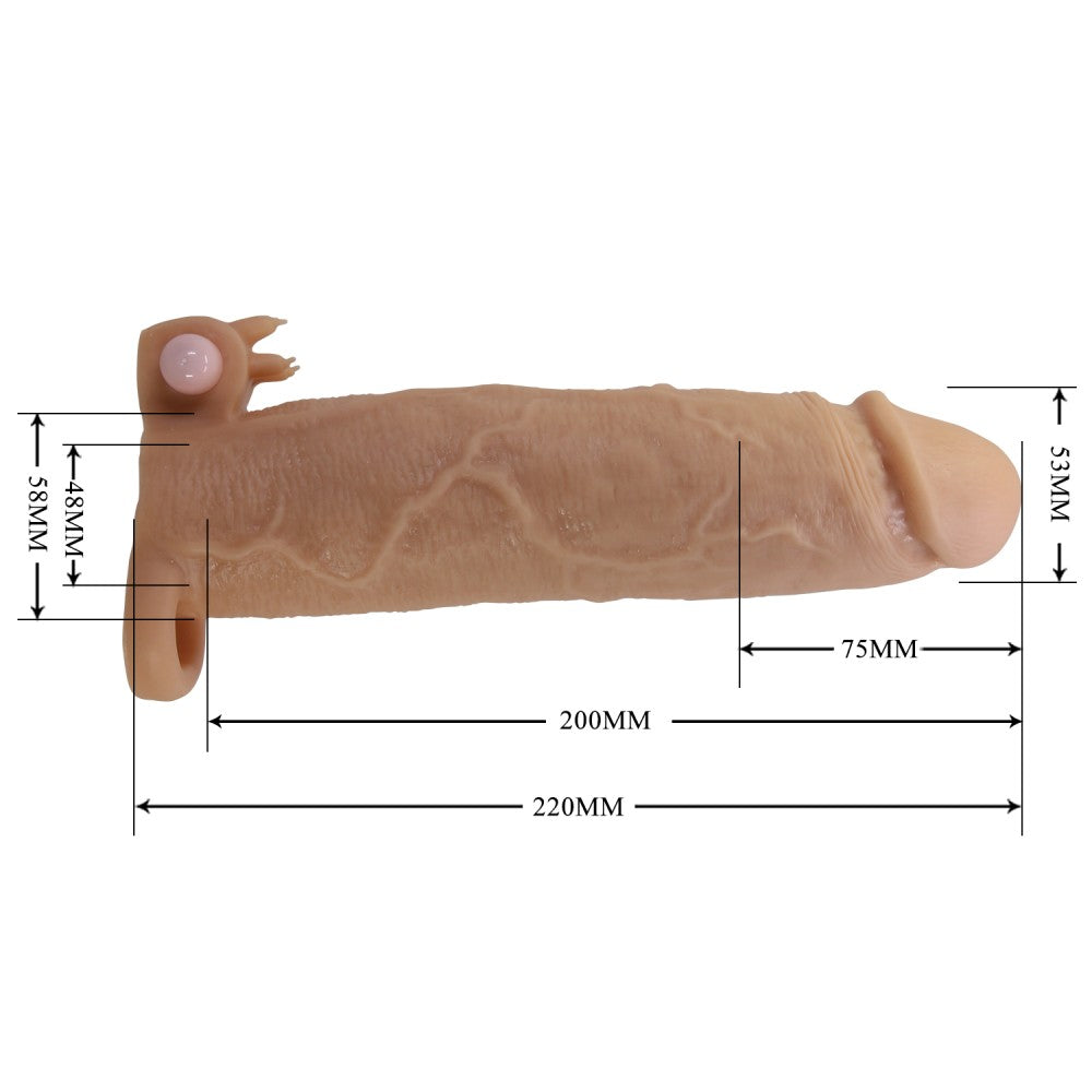 Prelungitor Penis Xerxes +7.5 cm cu Vibratii, TPE, Natural