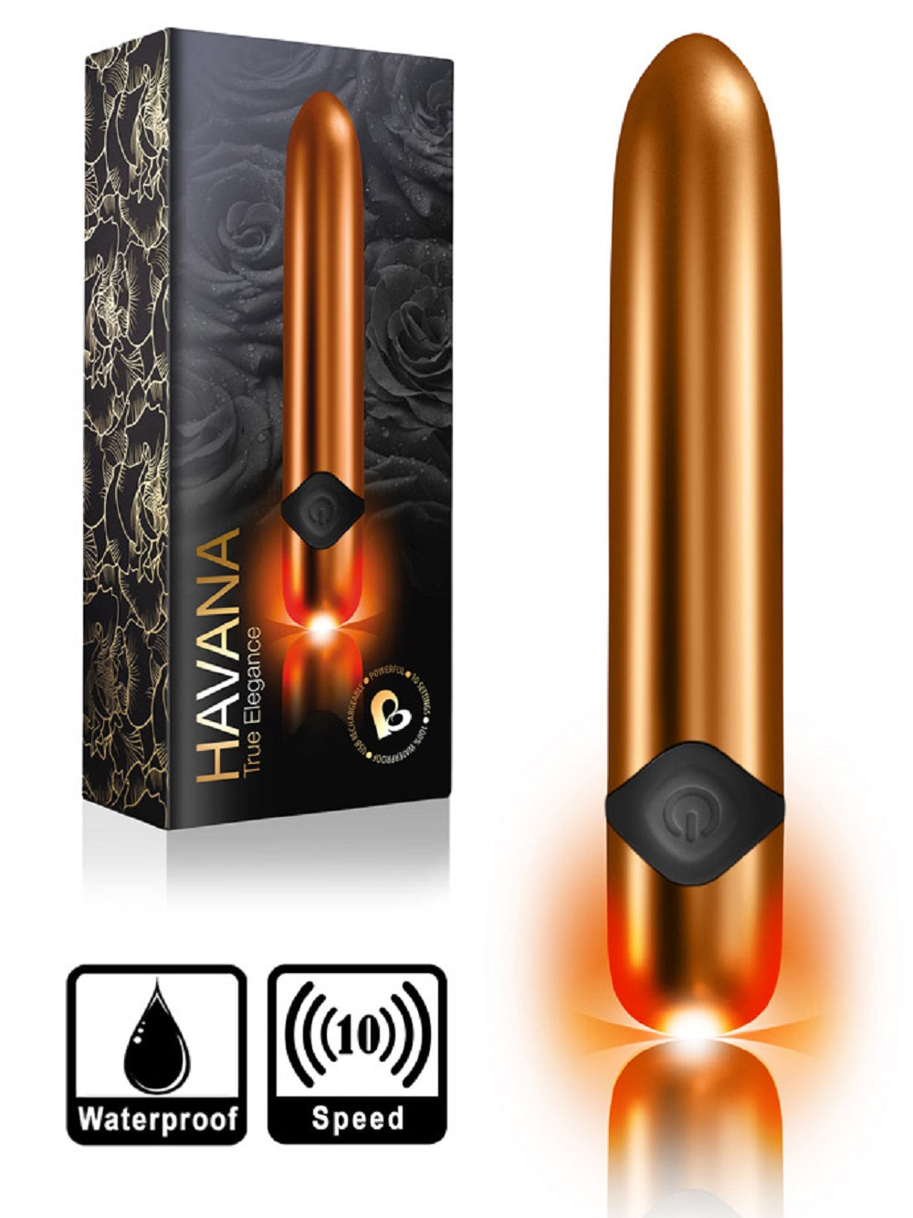 10 Speed Havana True Elagance Bullet Vibrating Gold