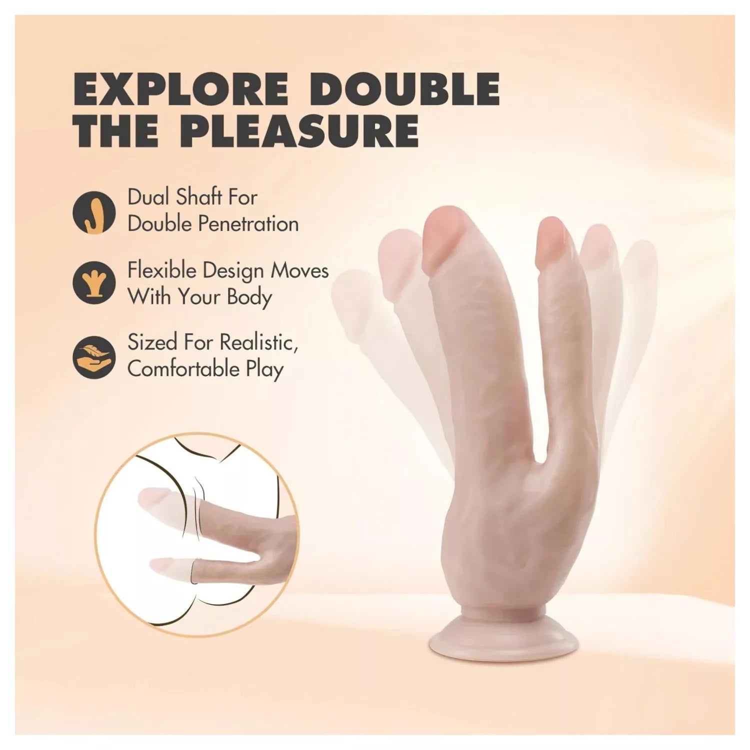 Dildo Realist Dr. Skin DP cu Ventuza