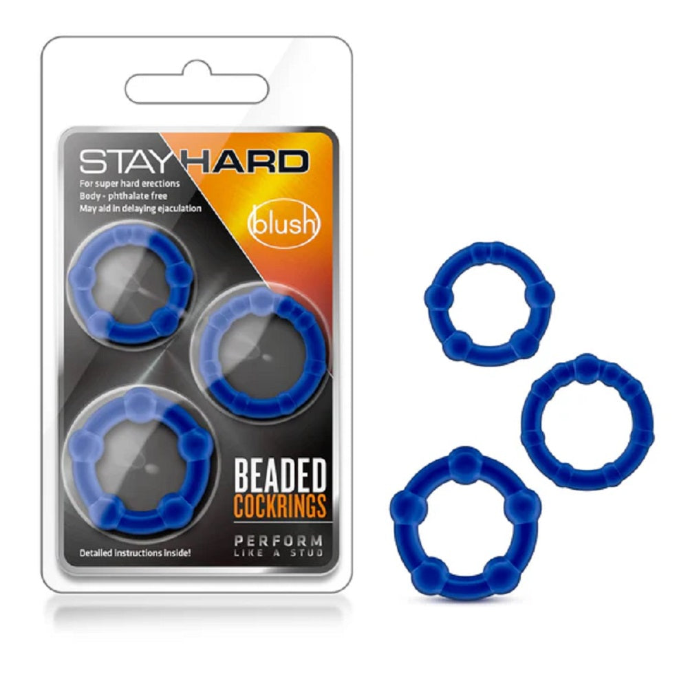 Stay Hard Beaded Cockrings Blue Imagine principală a produsului