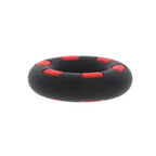 Inel de Penis Super Stud C-Ring, Silicon Lichid, Negru/Rosu
