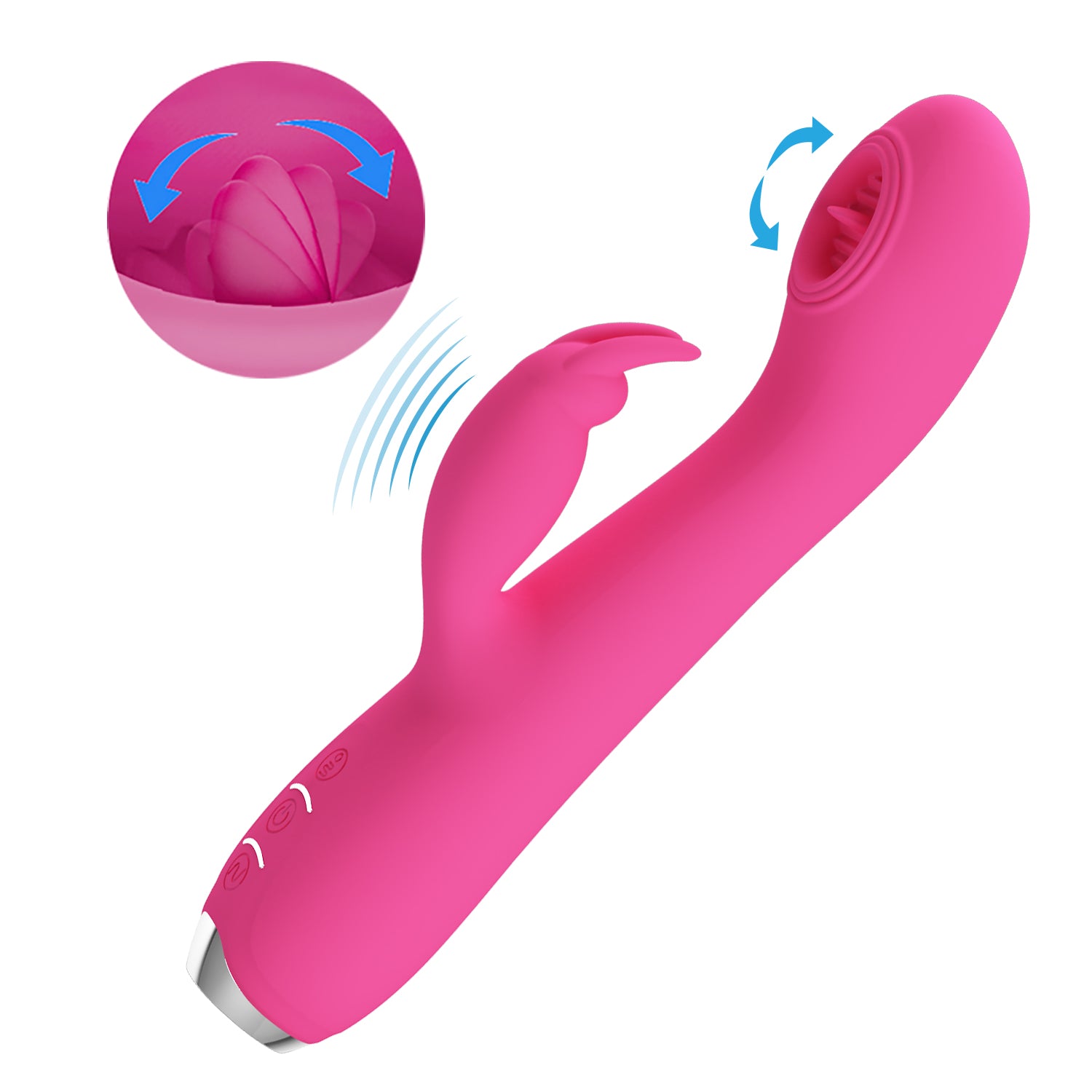 Vibrator Rachel Vibrating&Licking Silicon Roz 20 cm Imagine secundară a produsului