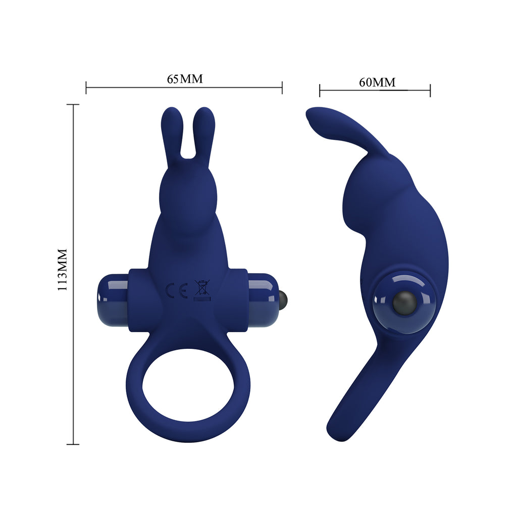 Inel de Penis Jiro, 10 Moduri Vibratii, Silicon, Albastru