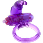 Rabbit Silicone Vibrating Cockring Purple