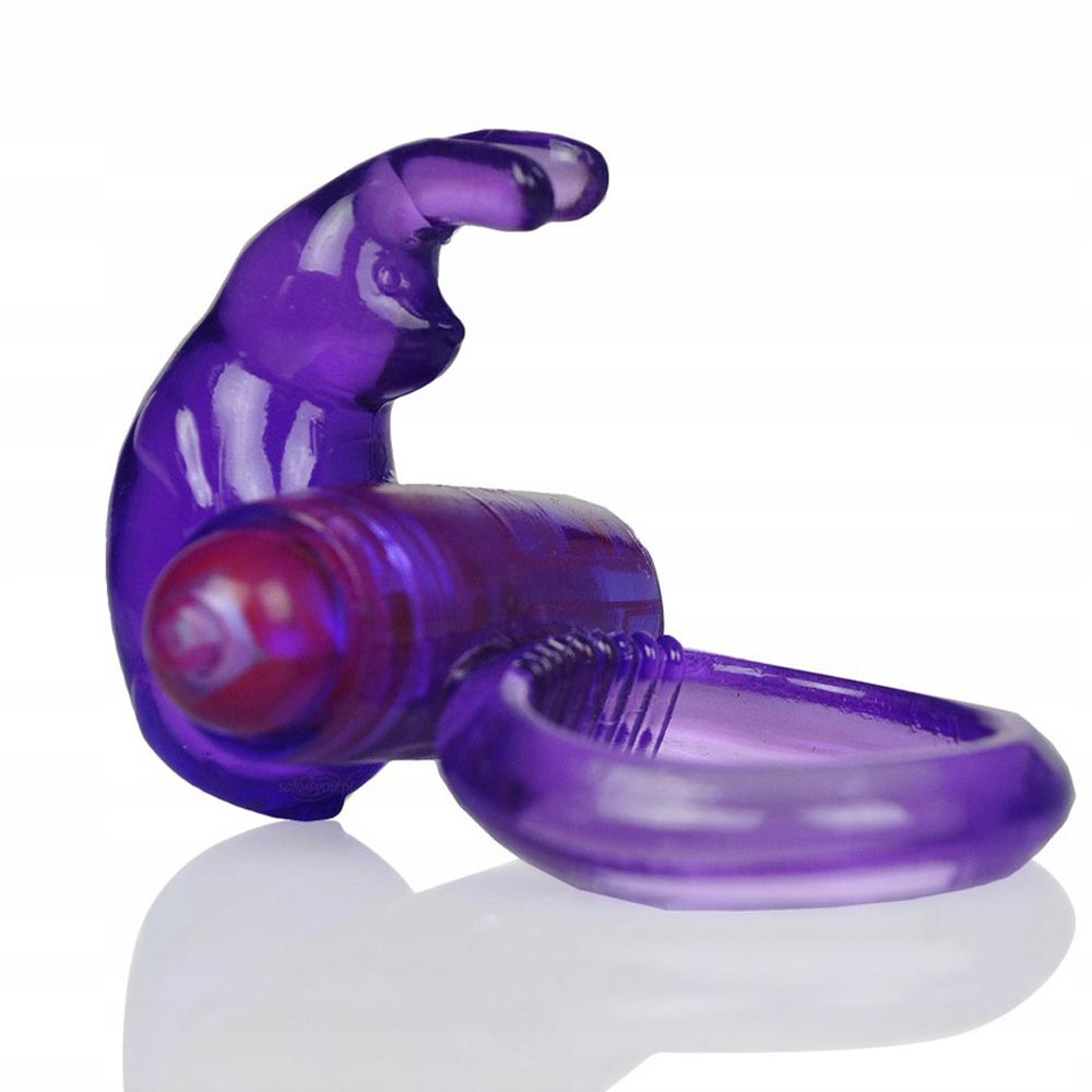 Rabbit Silicone Vibrating Cockring Purple