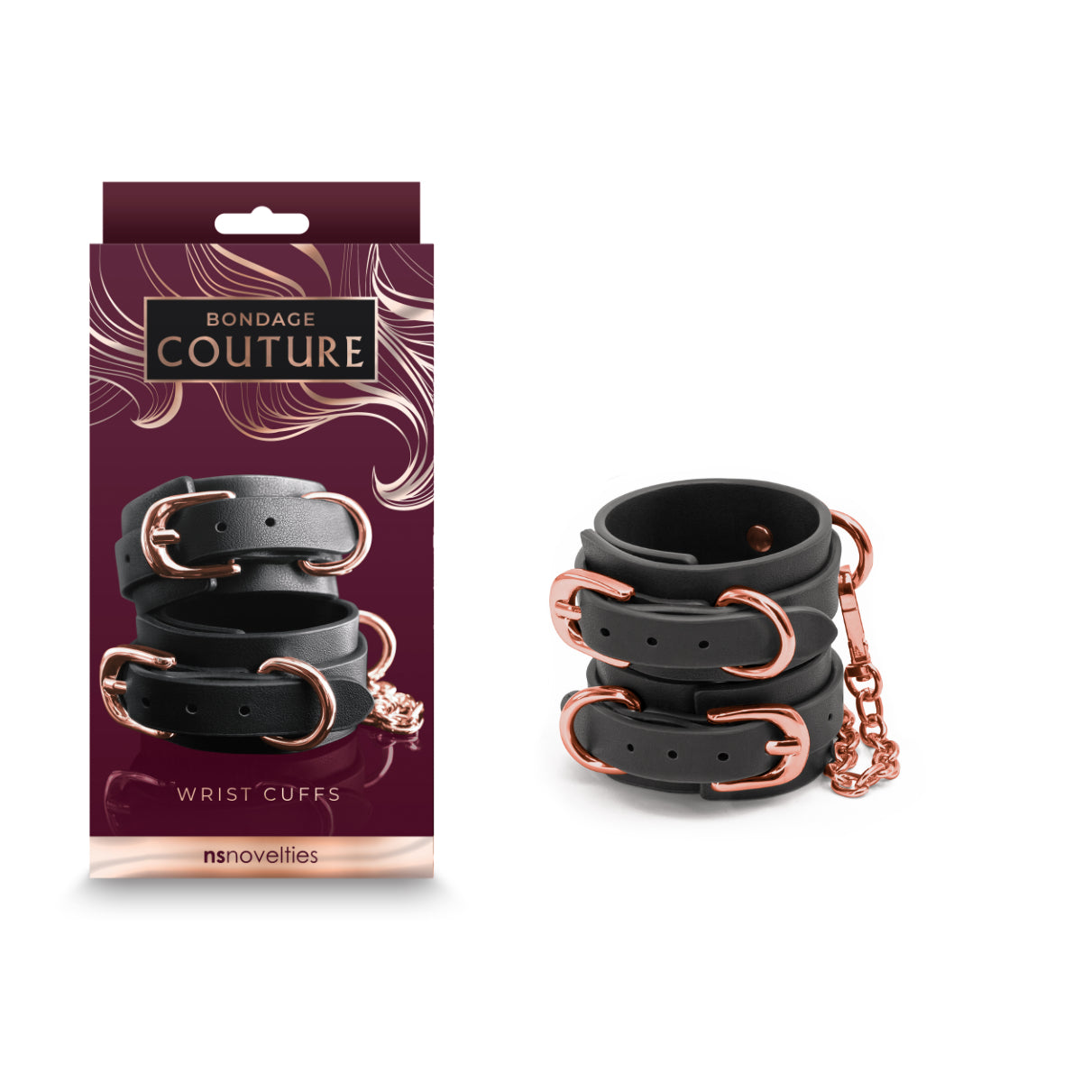 Bondage Couture - Wrist Cuffs - Black Imagine principală a produsului