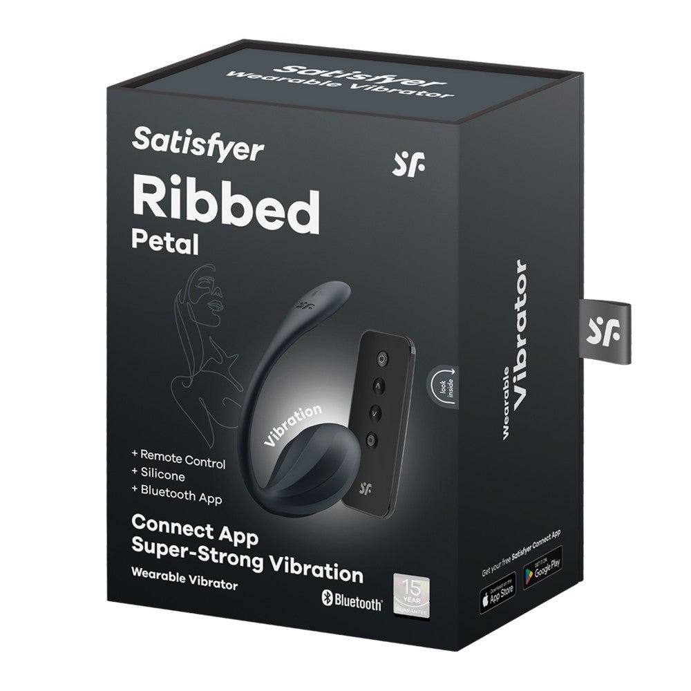 Ou Vibrator Ribbed Petal Satisfyer Free App Negru Imagine principală a produsului