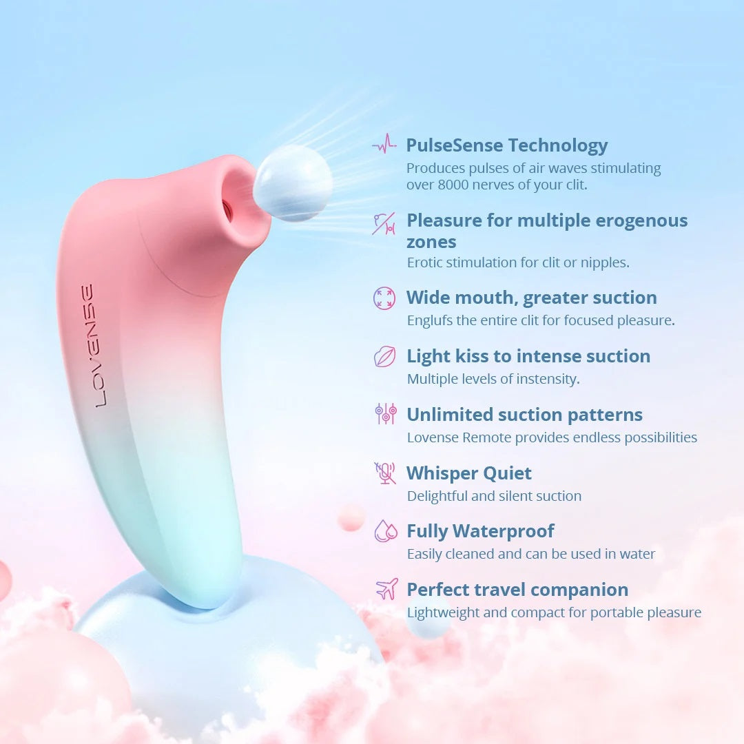 Stimulator Clitoris Lovense Tenera 2 Bluetooth Control, Free App, IPX7, Silicon, Roz/Albastru