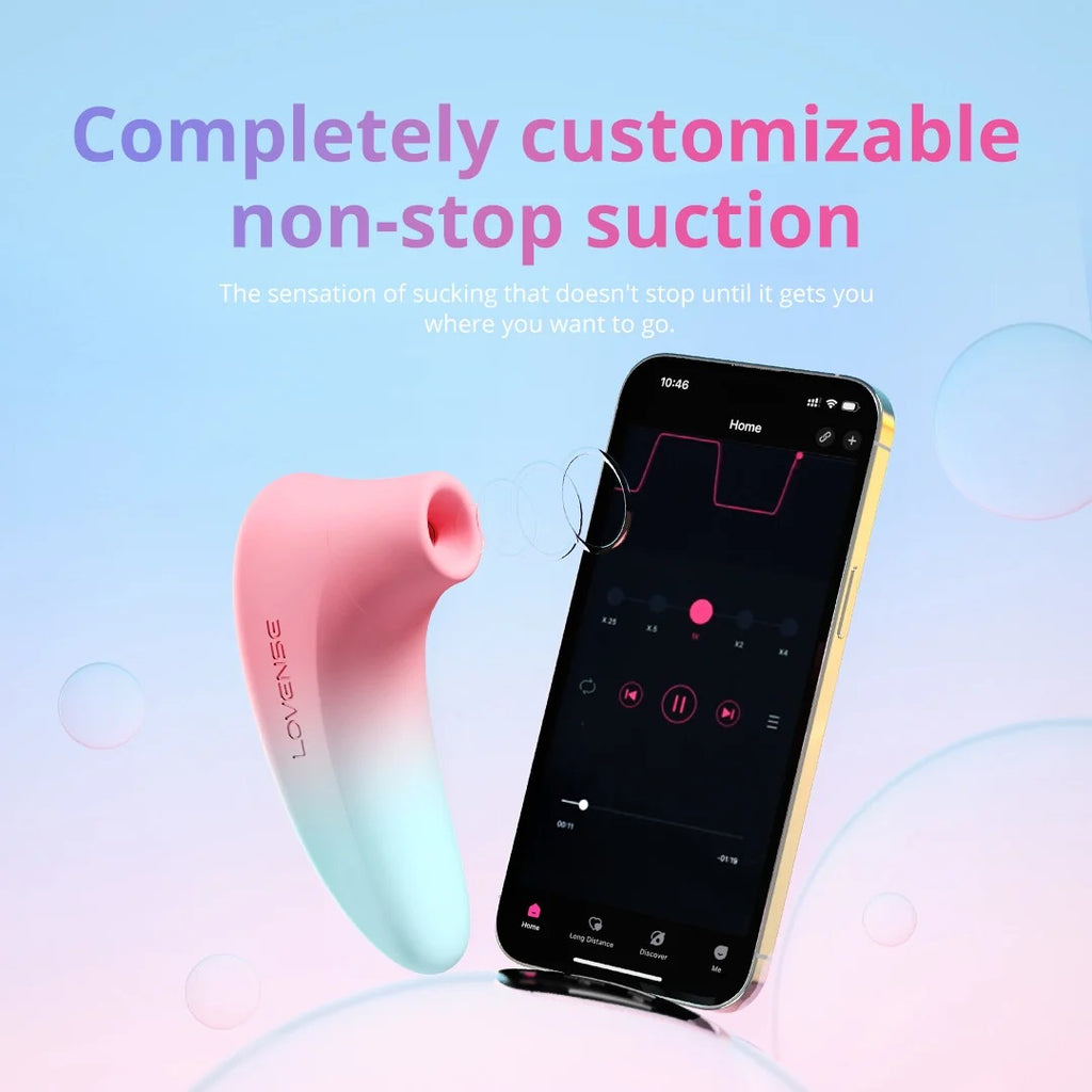 Stimulator Clitoris Lovense Tenera 2 Bluetooth Control, Free App, IPX7, Silicon, Roz/Albastru