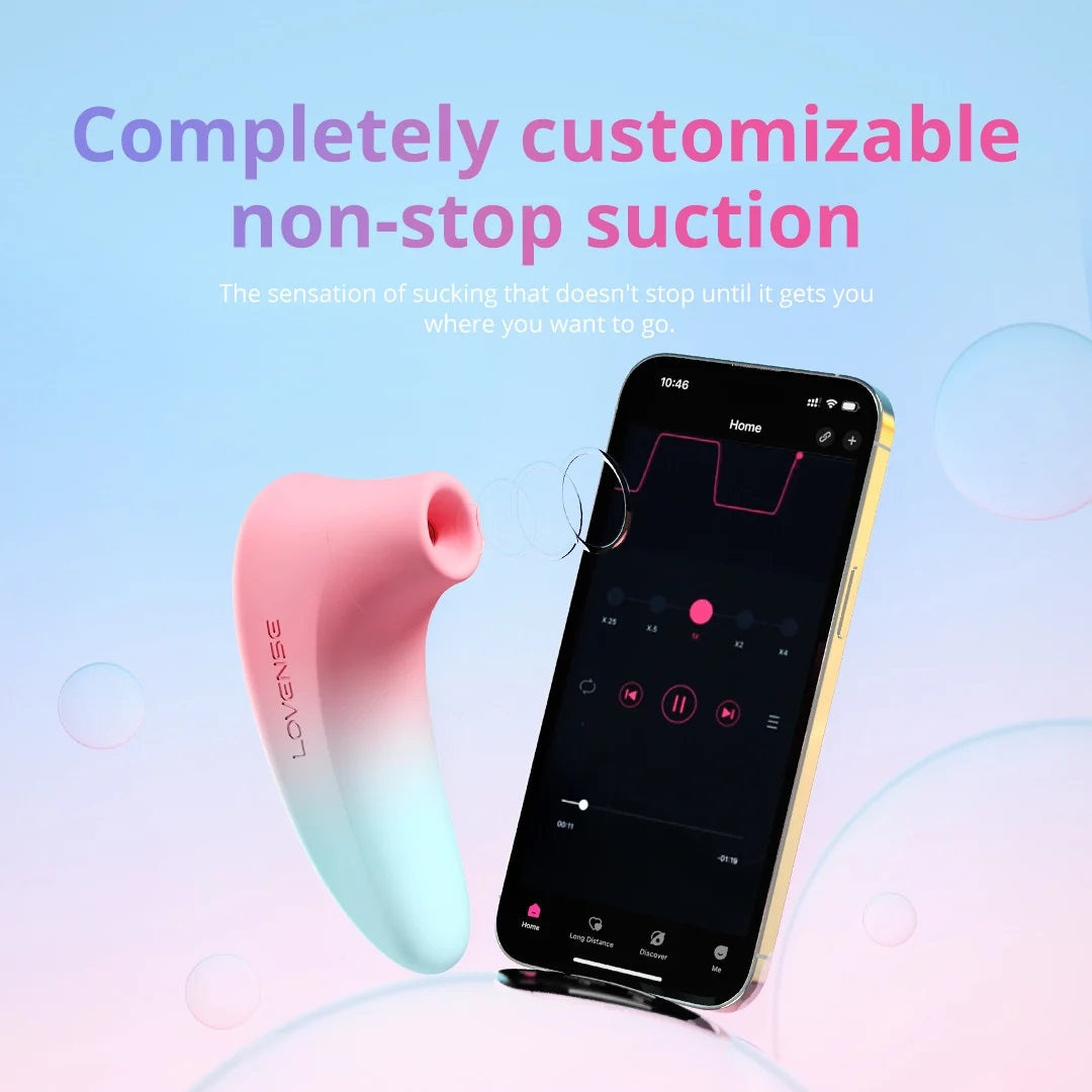 Stimulator Clitoris Lovense Tenera 2 Bluetooth Control, Free App, IPX7, Silicon, Roz/Albastru