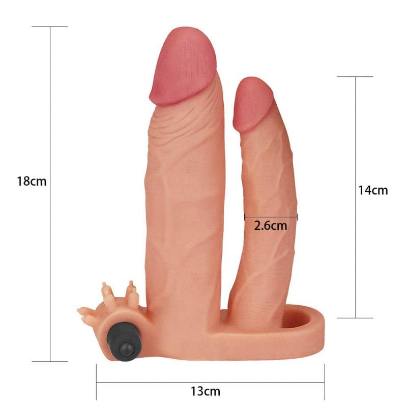 Manson Penis Dublu cu Vibratii Pleasure X-Tender Add 1 Imagine secundară a produsului