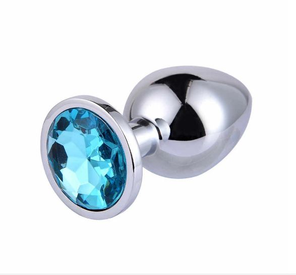 Dop Anal Metallic Buttplug Small Argintiu/Albastru Deschis Imagine principală a produsului