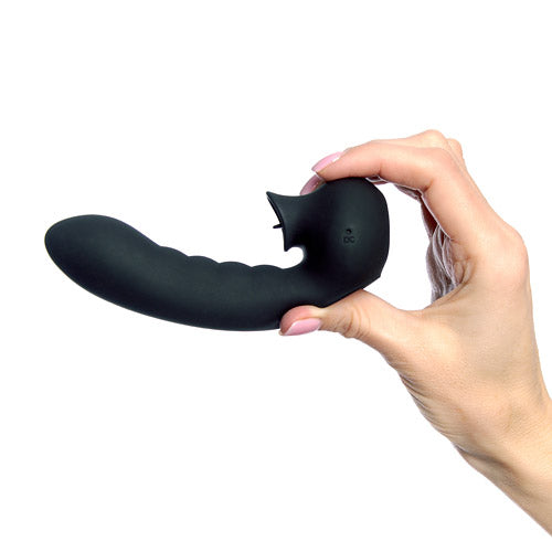 Vibrator pentru Deget Hobgoblin cu Stimulator Clitoris USB Negru