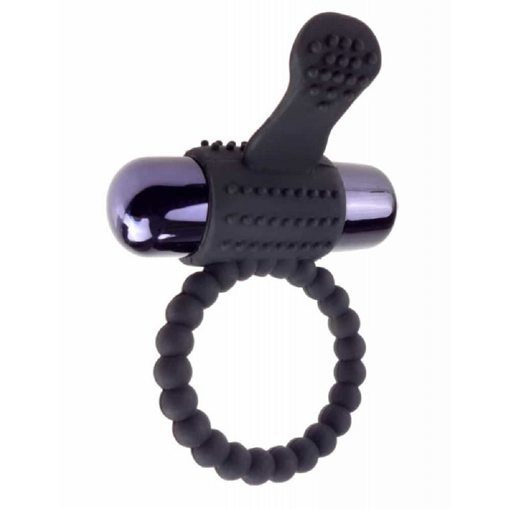 Vibrating Silicone Super Ring  Black