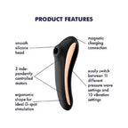 Stimulator Dual Kiss Air Pulse+Vibrator Silicon USB Black