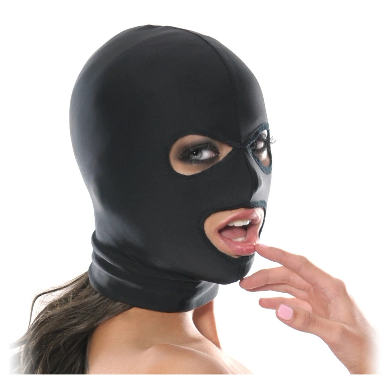 Fetish Fantasy- Spandex 3 Hole Hood Black Imagine secundară a produsului