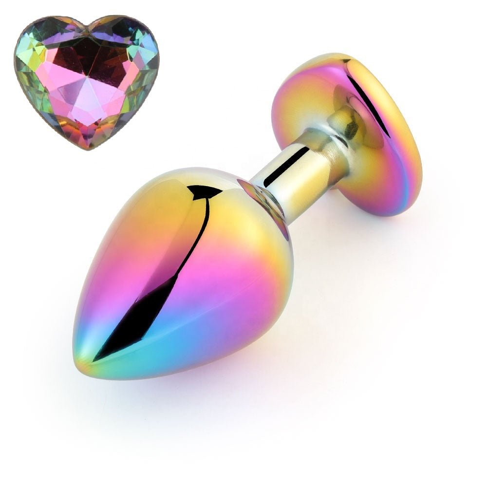 Dop Anal Rainbow Buttplug Medium, Heart Shape, Multicolor